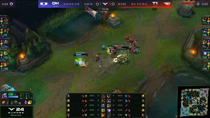 【一图流】LCK：雷击开场！ ShowMaker小炮单枪匹马击杀Faker飞机 拿到一血！